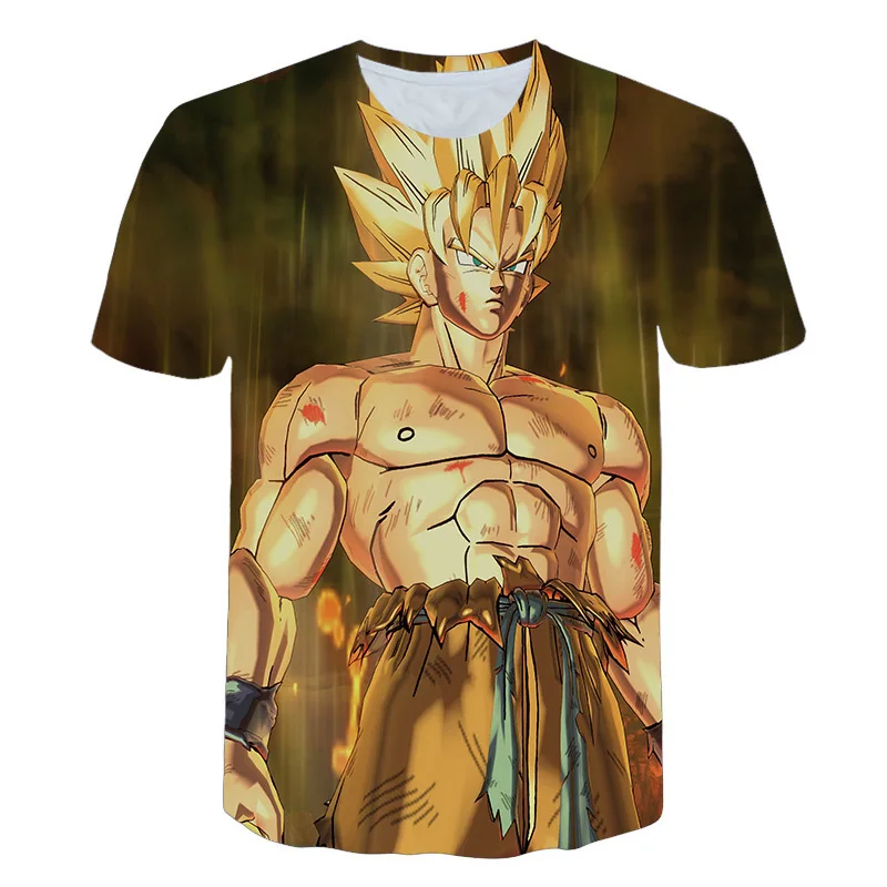 Для мужчин короткий рукав печать 3D Goku Dragon Ball Футболка Мужской Пуловер Regular Fit s