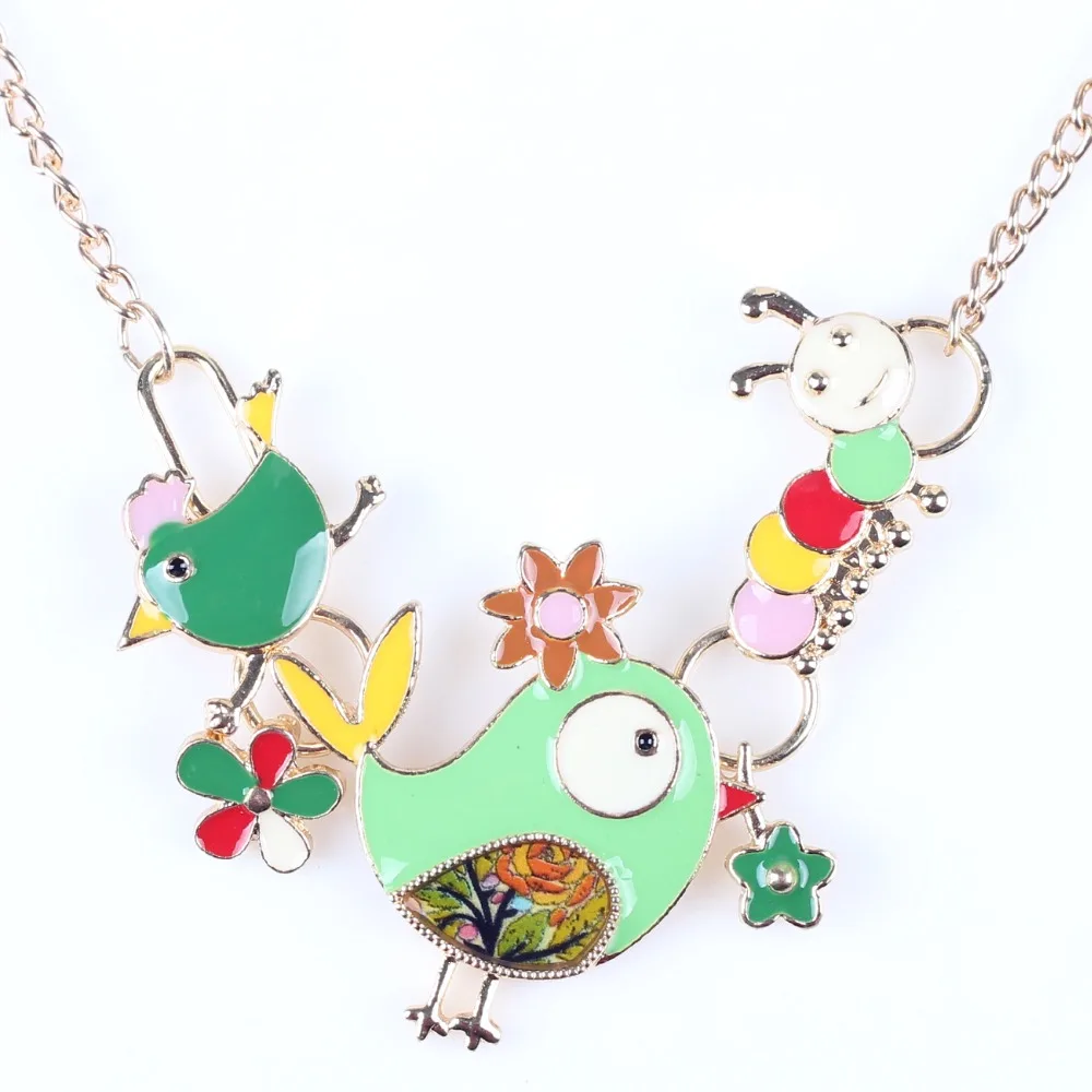 Newei массивное ожерелье цыпленок Эмаль Золотая пластина длинная цепь из сплава