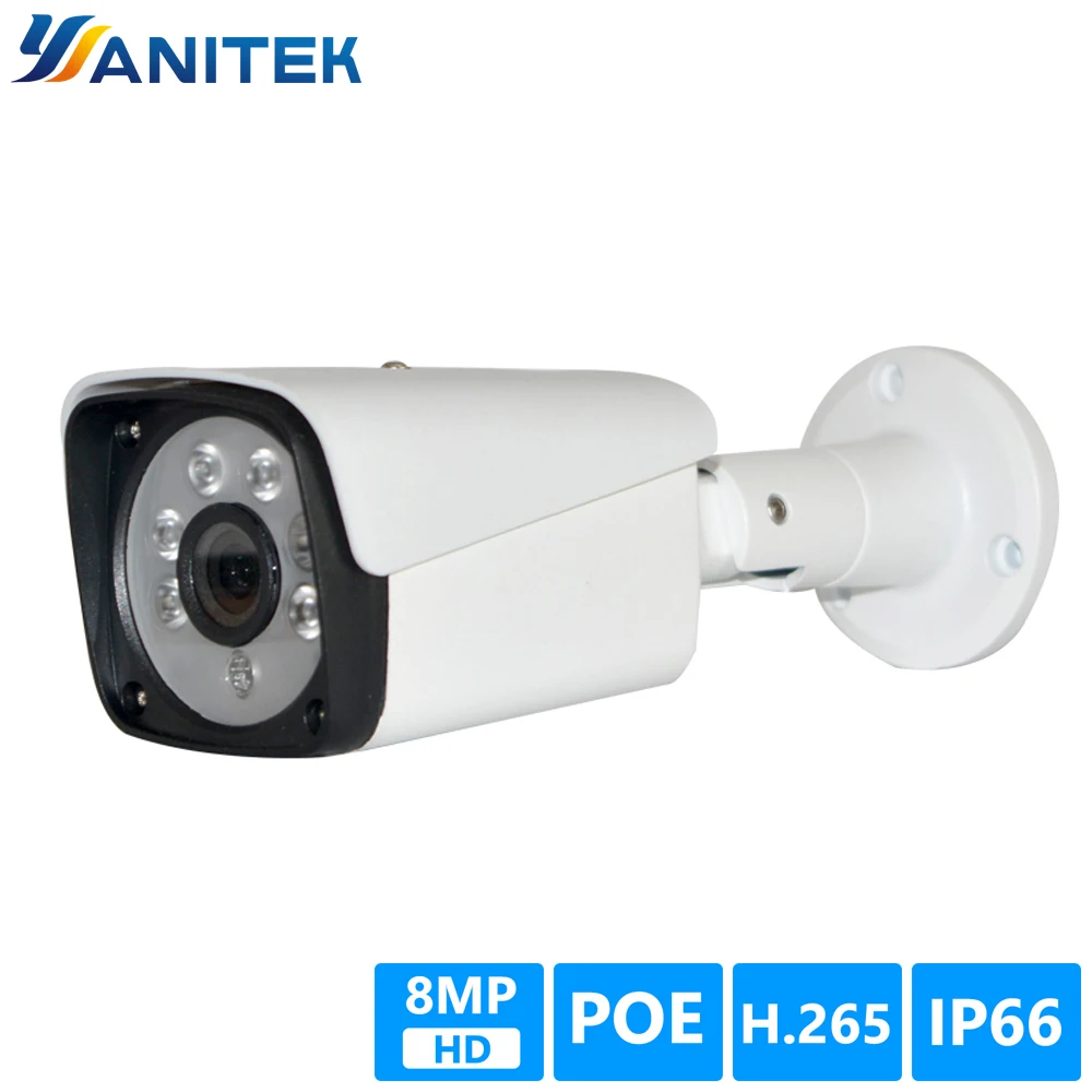 POE 8MP Ultra HD Bullet IP камера наружная H.265 4K видеонаблюдения ИК Ночное Видение