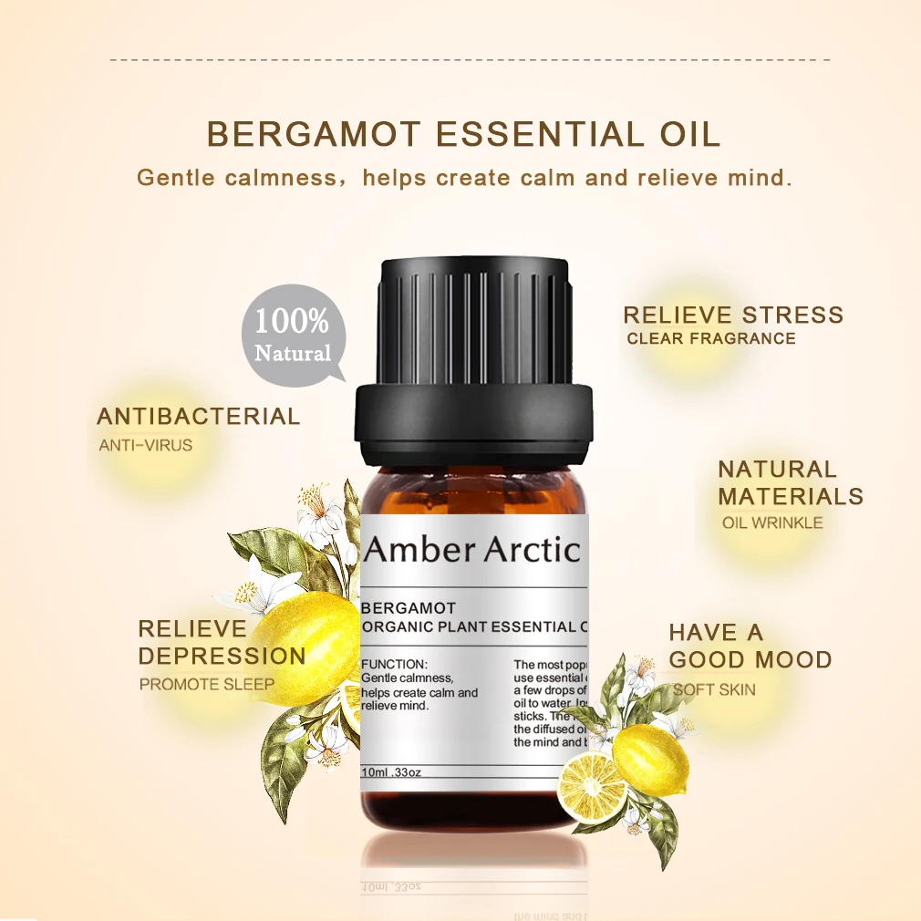Refreshing Bergamot Essential Oil 10ml Pure Natural Facial Care Clean Skin Balance Water-oil Aromathery Massage | Красота и здоровье