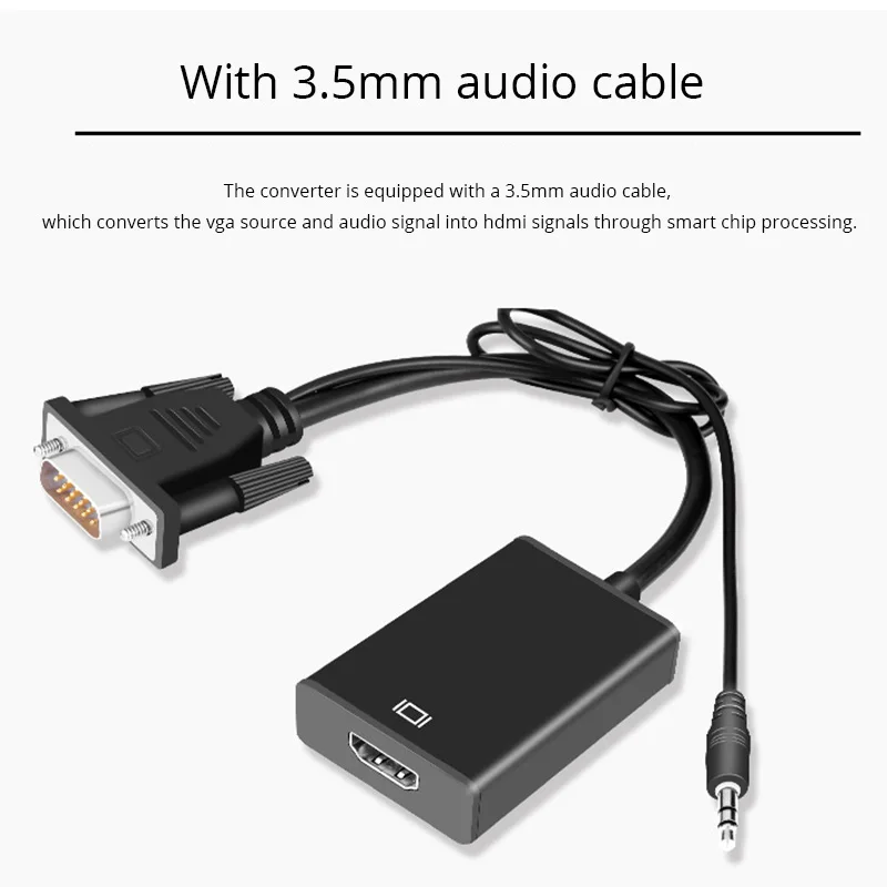 Sovawin преобразователь из VGA в HDMI адаптер с 3 5 мм аудио USB Micro Power 1080P HD Plug and Play мини