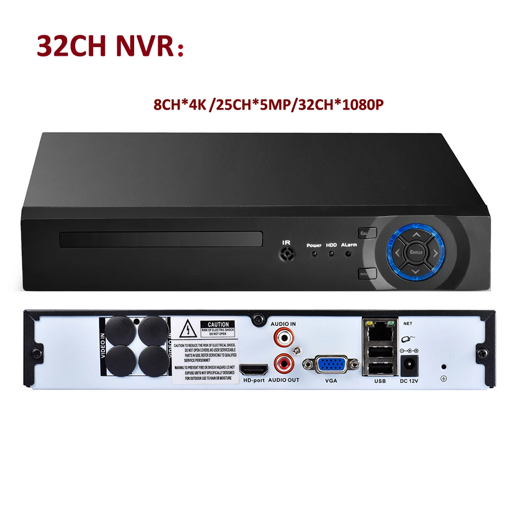 Камера видеонаблюдения AZISHN 8/16/32 каналов NVR 4 МП 5 1080P H.265/H.264 HDMI VGA FTP 3G