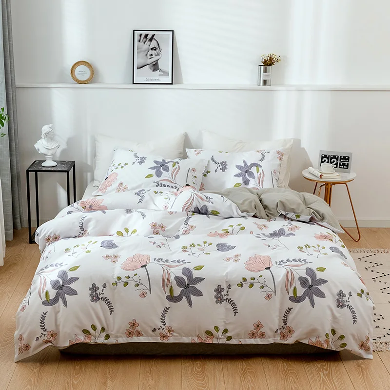 100% Cotton Bedding Quilt Cover Set Modern 2/3pcs with Pillowcases Summer Bedclothes Duvet King Queen Single Size | Дом и сад