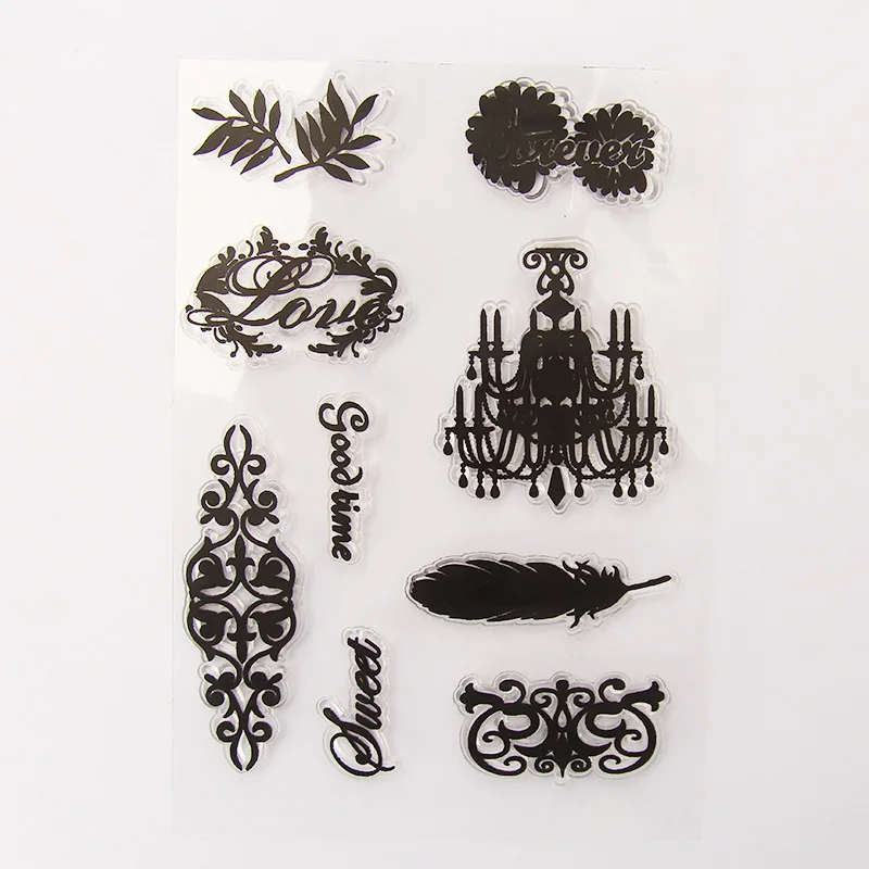 Винтажный прозрачный силиконовый штамп с перьями для скрапбукинга сделай сам