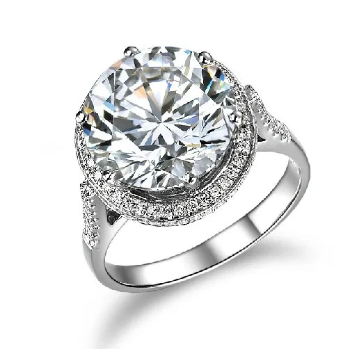 

5 Ct Genuine 18K White Gold Luxury Big Stone Undertaken Simulate Diamonds Anniversary Ring Gorgeous Female Engagement Ring