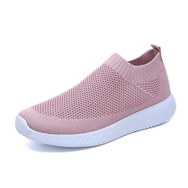465 Pink Sneaksrs/Женская обувь; коллекция года; Модная трикотажная дышащая прогулочная обувь; слипоны на плоской подошве; удобная повседневная обувь для женщин размера плюс - Цвет: 465 Pink