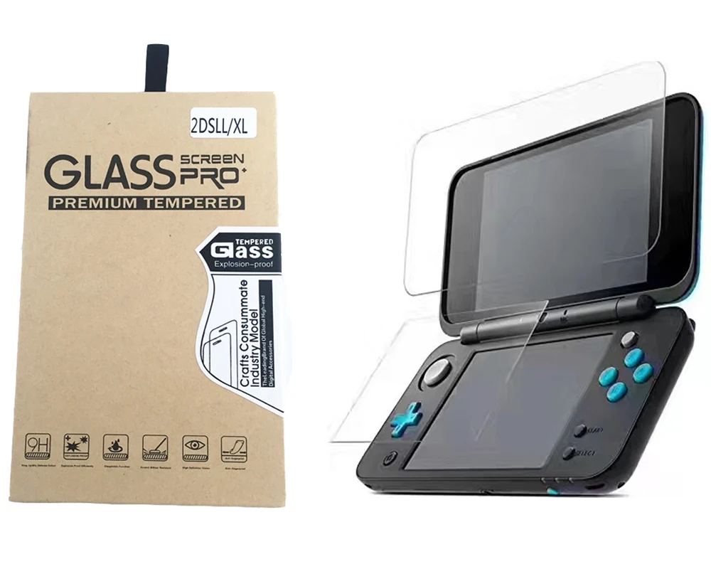 Tempered Glass Top LCD Screen Protector HD Clear Crystal Buttom LCD Screen Protective Filter for New Nintendo 2DS XL New 2DS LL