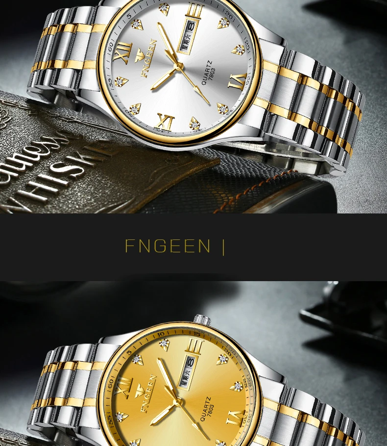 Reloj Hombre, роскошные Брендовые Часы для мужчин, нержавеющая сталь, алмаз, мужские кварцевые часы, аналоговый дисплей, дата, неделя, наручные часы