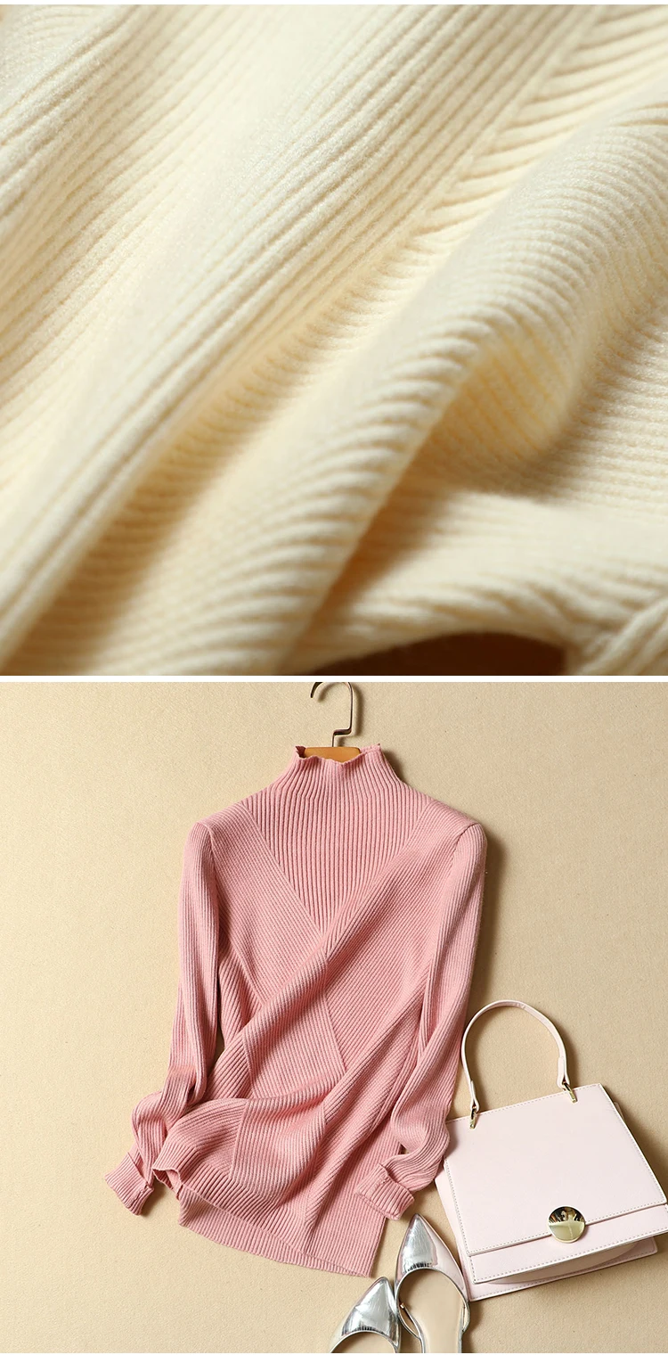 Новинка, зимний женский свитер с высоким воротом и пуловеры, мягкий кашемировый пуловер, Женский утолщенный тонкий вязаный женский вязаный Топ, 0,36 кг