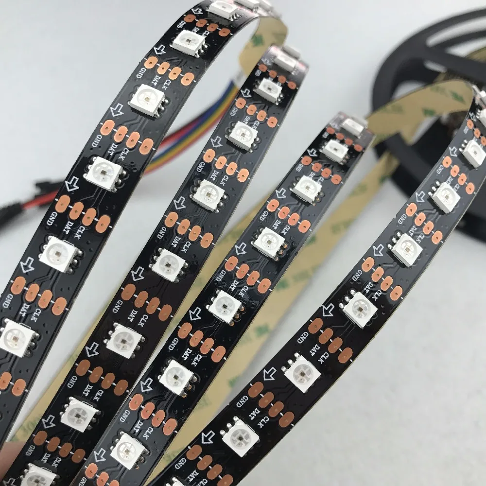 

Черная Пиксельная Светодиодная лента PCB DC5V APA107, доступная; 60 светодиодов/м с 60 пикс./м; Не водонепроницаемая; 4 м в рулоне