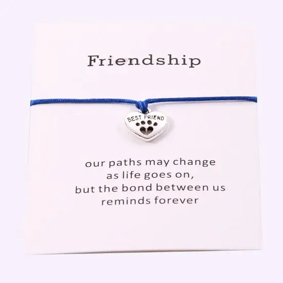 1 шт лучшие друзья сердце браслет с шармом дружба поздравление Открытка Подарок