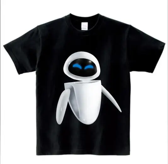 black childreT-shirt cute WALL-E robot funny tshirt Children summer T shirt new white casual Tee shirt Children walle T Shirt MJ - Color: black childreT-shirt