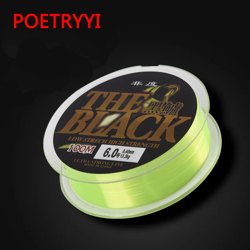 POETRYYI 100 м нейлоновая флуоресцентная зеленая рыболовная леска суперпрочный