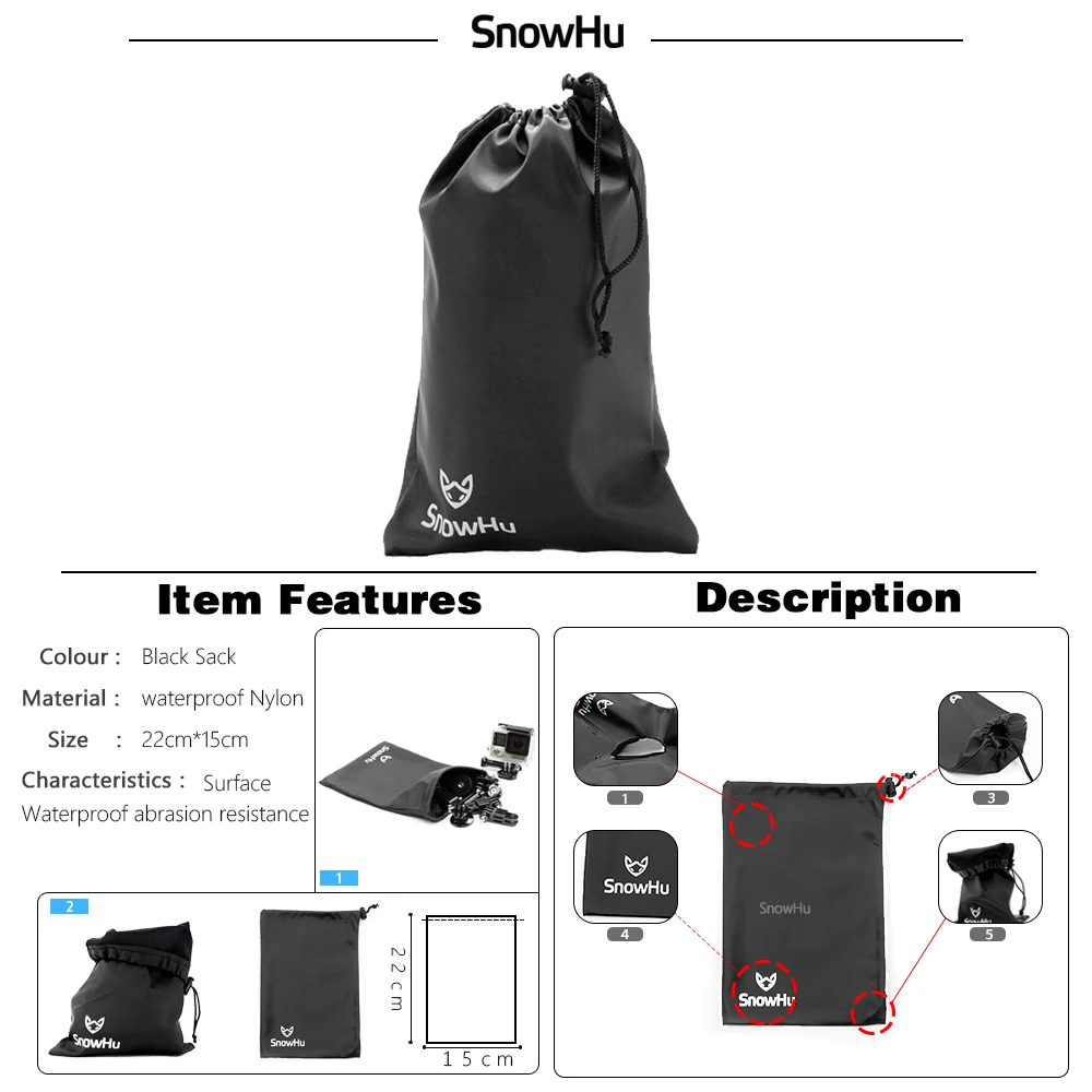 

SnowHu for Gopro accessories set for go pro hero 9 8 7 6 5 kit mount for SJ5000 for Eken for yi 4k camera tripod GS13