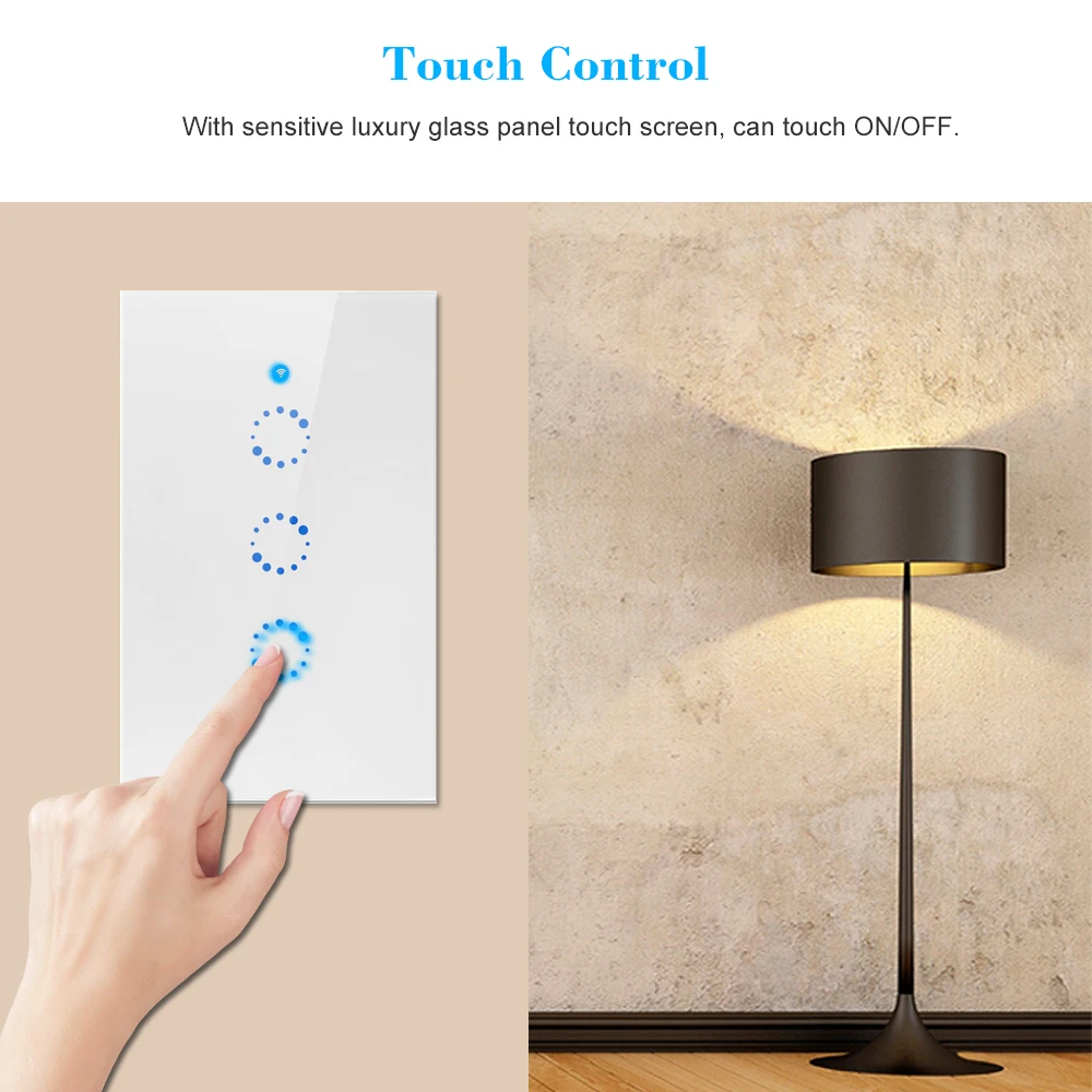 Интеллектуальный выключатель света SONOFF T1 US ITEAD 3 Gang Smart Wi Fi настенный светильник