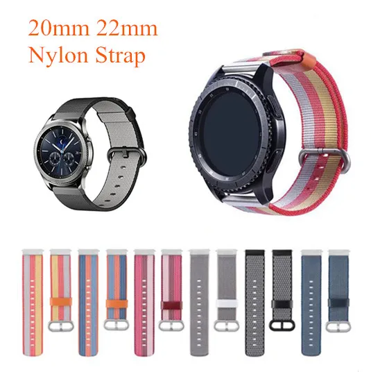 Цветной нейлоновый ремешок для Samsung Galaxy Gear Sport S2 S3 Frontier Classic 20 мм 22 Huami Amazfit Bip Pebble