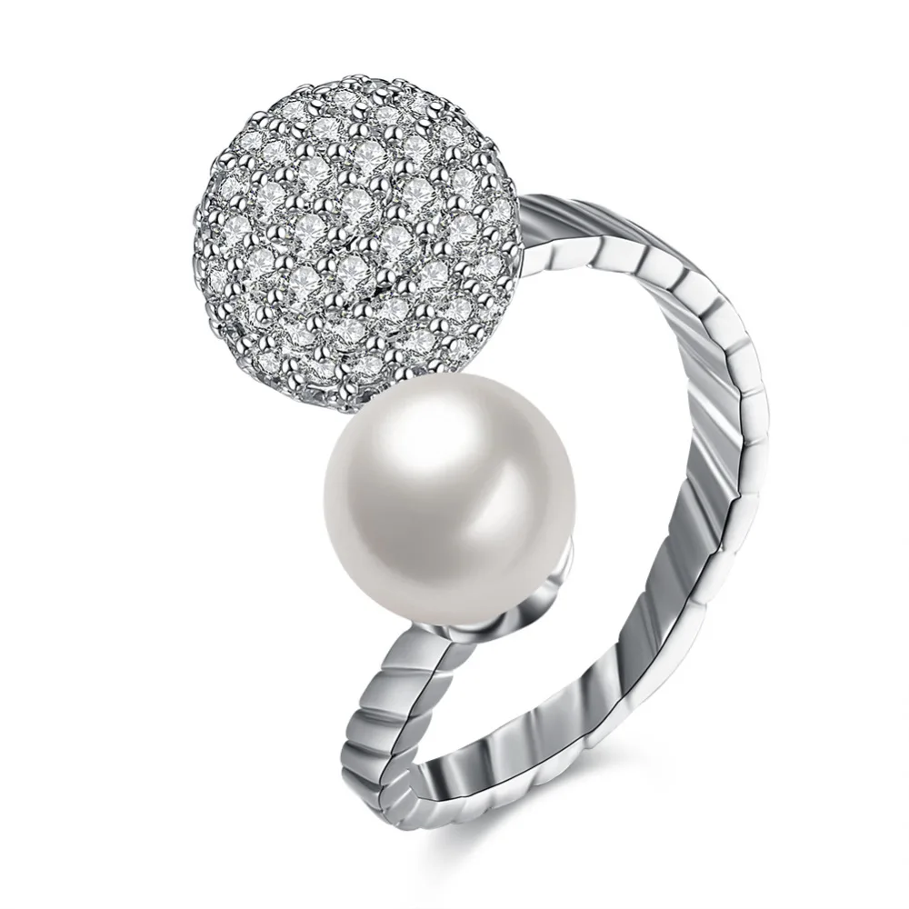 Роскошные Регулируемые кольца из австрийского хрусталя с имитацией жемчуга