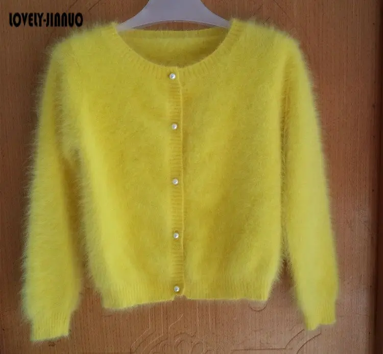 Новый плюшевый норковый кашемировый свитер женский кардиган короткий
