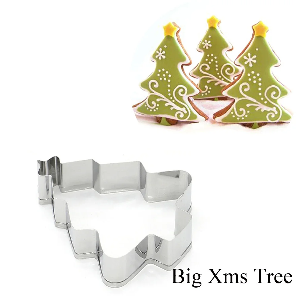 Big Xms Tree 1 шт. различные рождественские формочки для печенья из нержавеющей стали формы для печенья инструмент для выпечки Xms тема Снежинка Санта Клаус лося форма для торта - Цвет: Big Xms Tree
