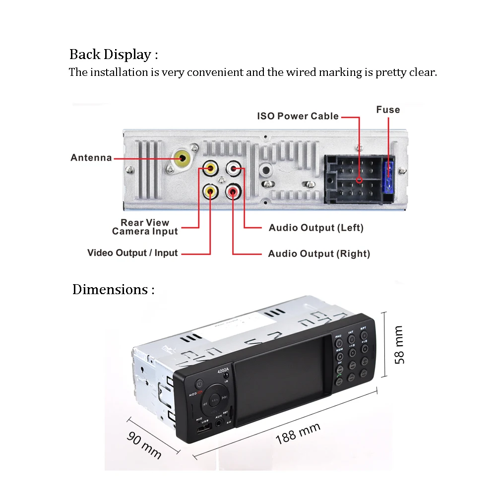 Автомагнитола AMPrime 1din с поддержкой MP5 USB Aux FM Bluetooth 4''|Автомобильные