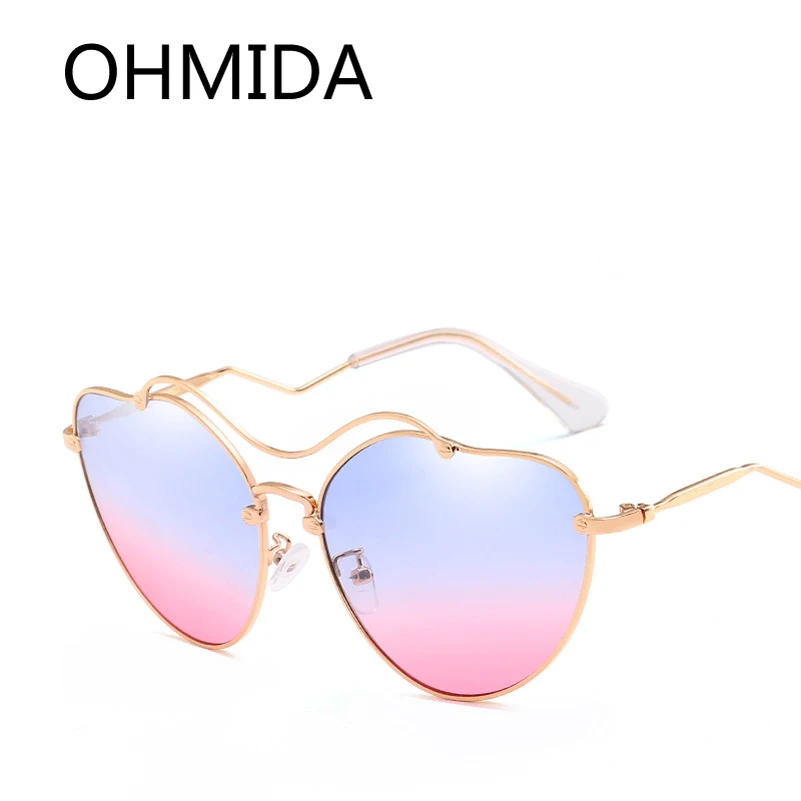 OHMIDA New Fashion Heart Sunglasses Women 2018 UV400 Bands Designer Sexy Sun Glasses For Mirrored Pink Shades Sunglass | Аксессуары для
