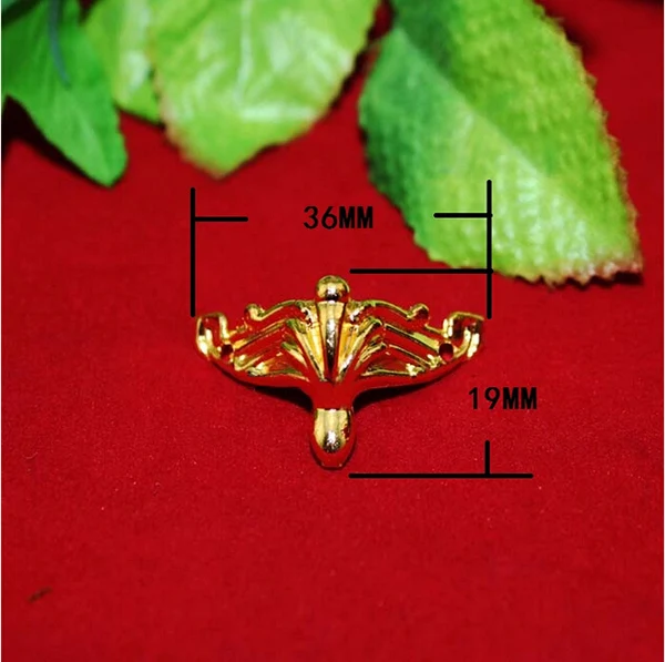 

36*19 мм сплав цинка имитация золота ноги украшенные деревянные коробки фиксированные опорные ножки угол CP207