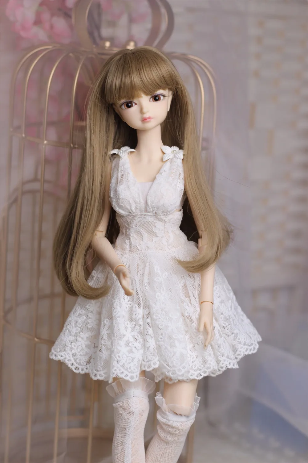 Forturn days только для 1/4 bjd кукла 45 см свадебное платье белый головной убор Леггинсы Леди кружева принцесса костюм одежда
