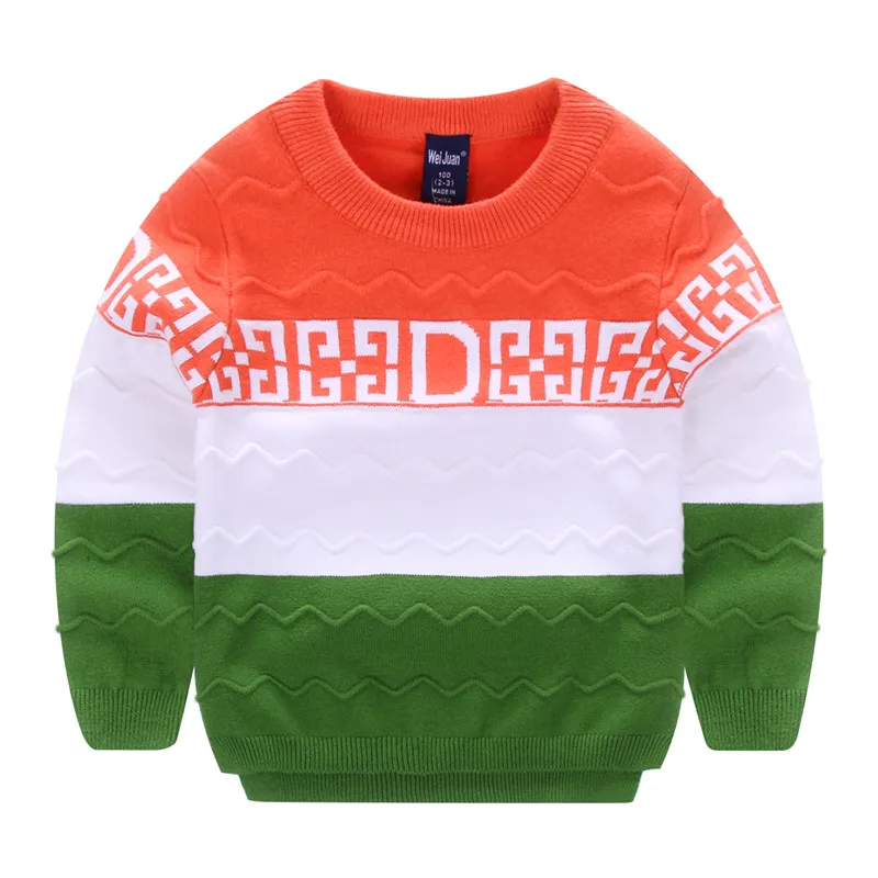 

Новый брендовый весенне-осенний хлопковый пуловер с круглым вырезом для мальчиков Juan Wei, многоцветный милый вязаный Повседневный качествен...