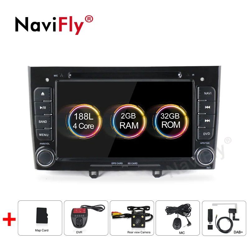 add dvr Camera DAB Navifly 4G wifi Android9.1 RDS 32G rom 2G ram автомобильный мультимедийный плеер для peugeot 408 peugeot 308 308SW Автомобильный DVR Камера просмотра OBD2 - Цвет: add dvr Camera DAB