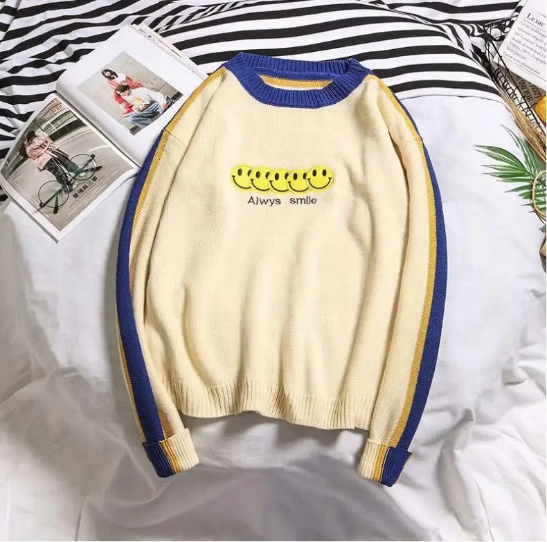 Autumn and winter retro cartoon round neck loose casual knitting sweater | Женская одежда