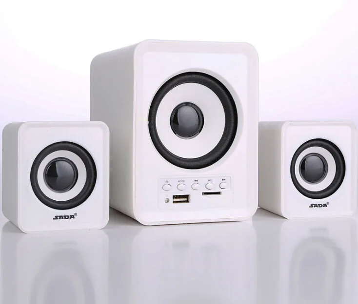 SADA D-230 Bluetooth мини 3D объемный супер бас ПК USB беспроводной Смартфон компьютерные колонки Поддержка TF карта USB диск - Цвет: Pure white