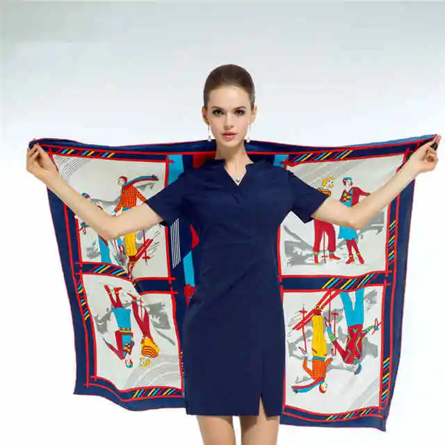 Сливовый Саржевый Шелковый женский шарф Европейский Винтажный слон лошадь тотемное дерево с принтом квадратные шарфы 130*130 см брендовый качественный подарок Роскошная шаль - Цвет: Сливовый