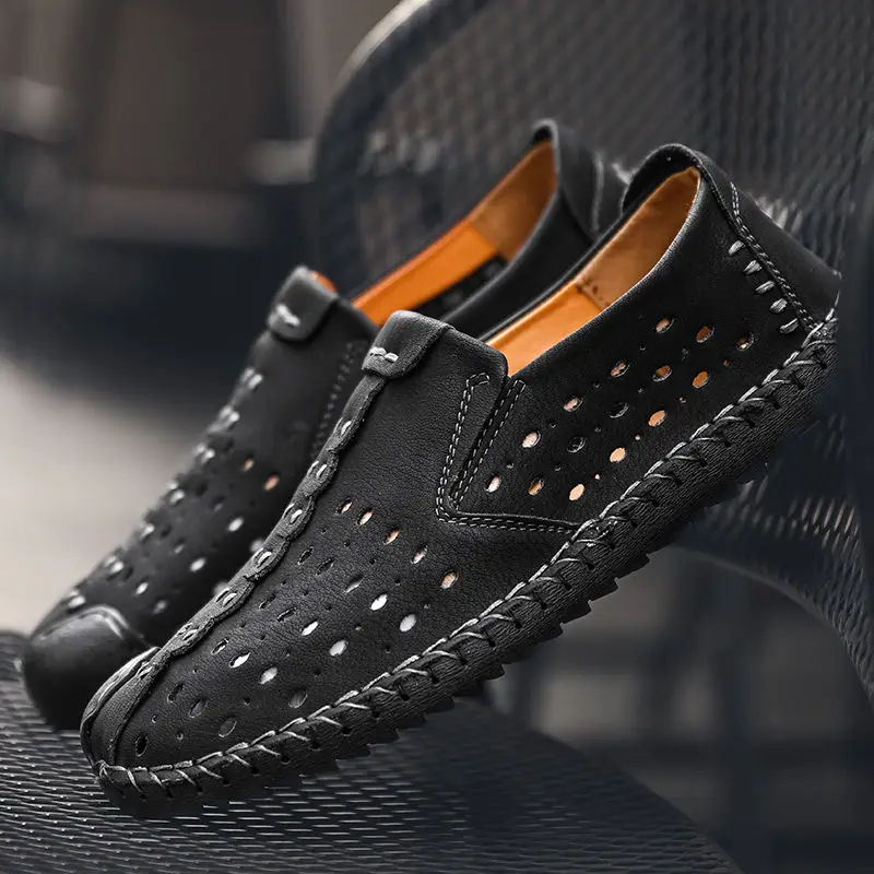 2018 Summer Luxury Brand Men Shoes Breathable Sneakers Casual Genuine Leather Moccasins Slip On Loafers Tenis Masculino | Обувь