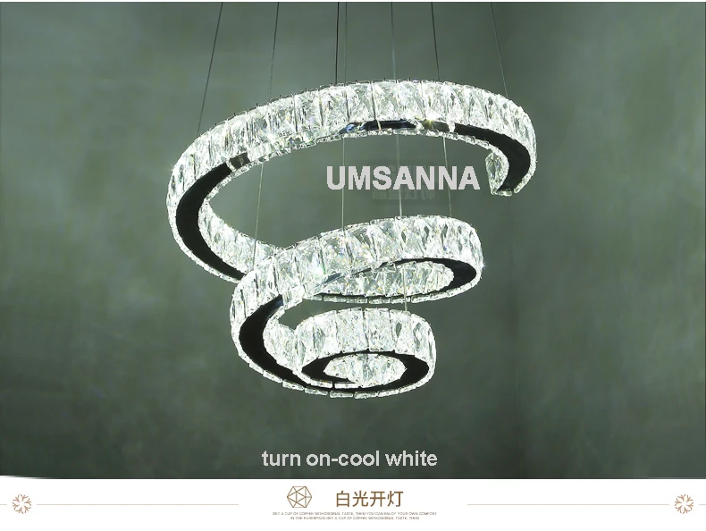 Online LED Dim K9 Kristal Avize Modern Avizeler Işıkları Fikstür Lüks Spiral 3 Renk Değiştirme Asılı Lambaları Ev Aydınlatma