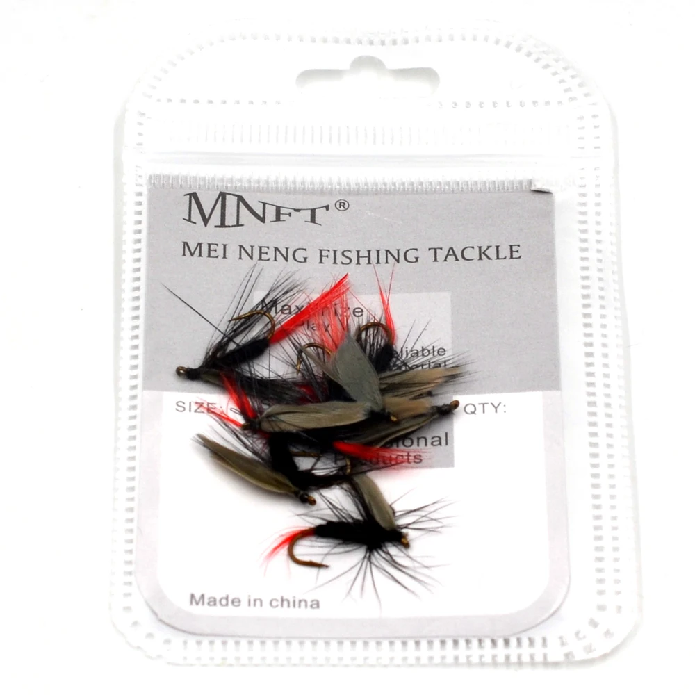 

MNFT 10PCS 10# Red-tailed Black Body NYmph Trout Flies Fishing Simulation Gnat Lure Fly Hook