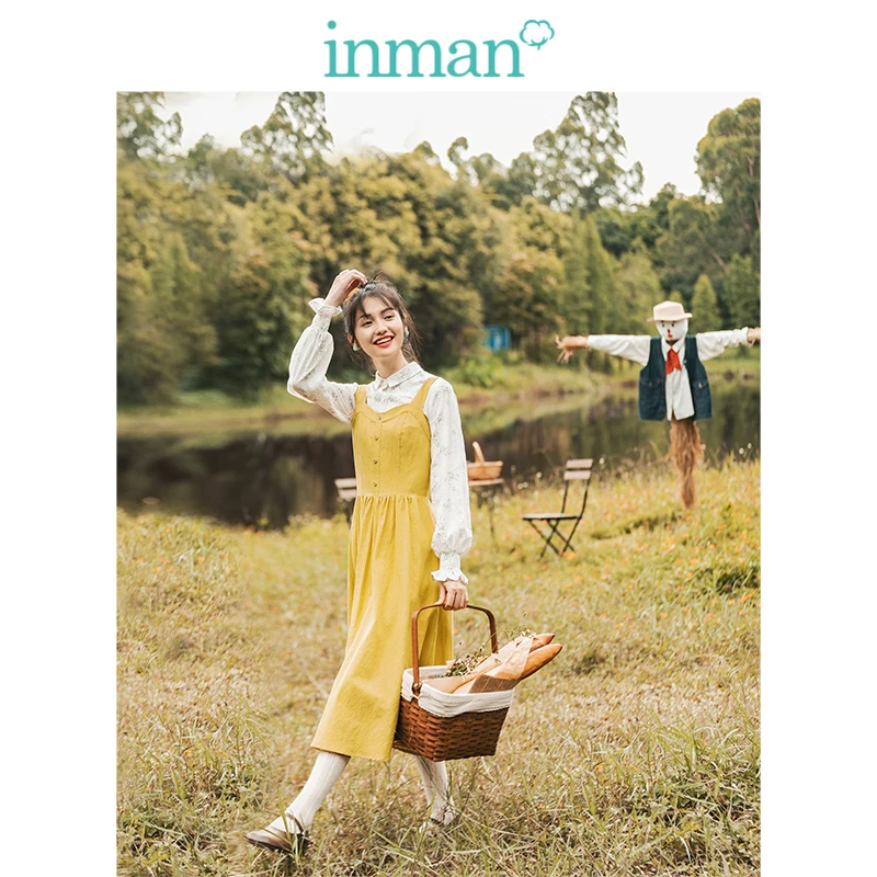 Женское платье в стиле богини INMAN однотонное ретро на весну и осень|Женские