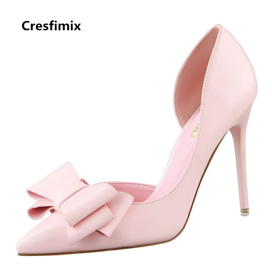 

Cresfimix dame talons hauts women cute & sweet bow tie spike high heel shoes lady spring & summer comfortable high heels c2797