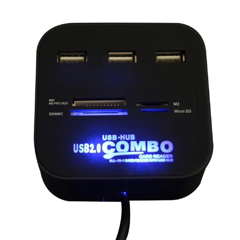 Высокоскоростной Универсальный концентратор USB 2 0 с 3 портами и кардридером для