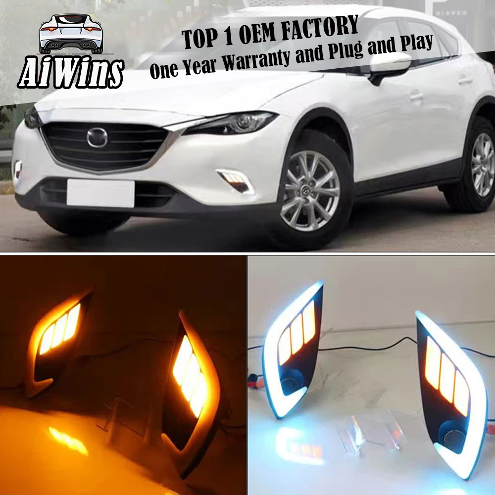 Aiwins led DRL Дневной ходовой светильник противотуманная фара желтый указатель