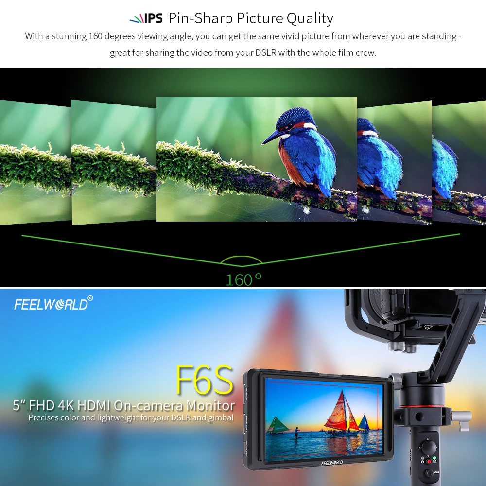 Feelworld F6S " 4 к HDMI 1080 P видео мониторы для Zhiyun вебилл Ронин S Gimbal DSLR MOZA Air камера стабилизатор vs мастер MA5