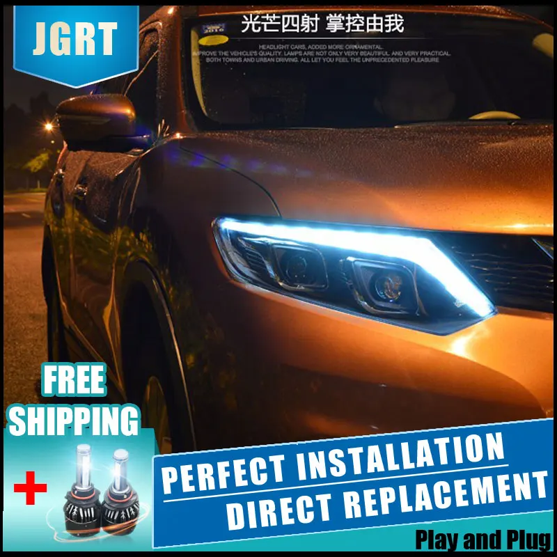 2 шт. светодиодный фары для nissan X Trail 2014 2016 Автомобильный свет двойной ксеноновые