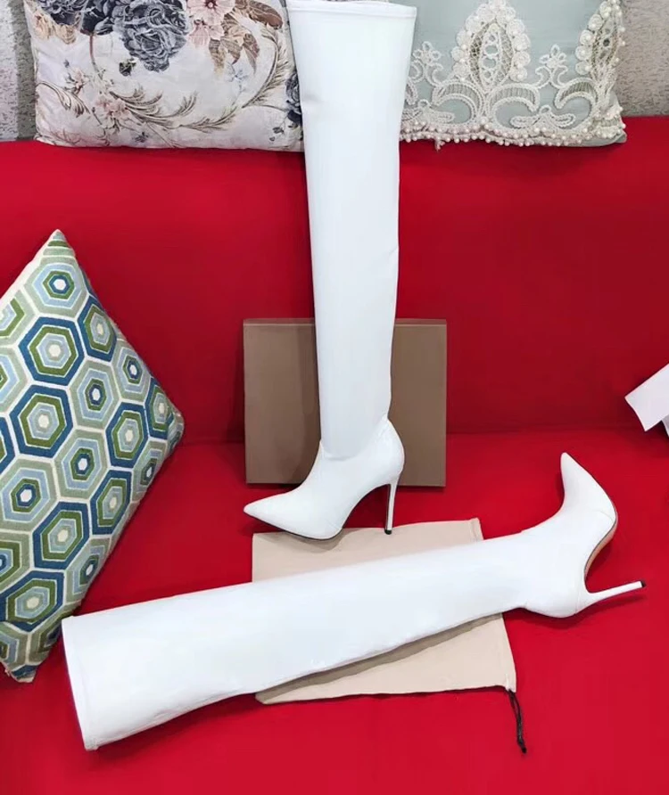 Goede Herfst En Winter Nieuwe Vrouwen Schoenen Stretch Lakleer Sexy Bag Benen Lange Over De Knie Laarzen Wees Mode Nachtclub Wome