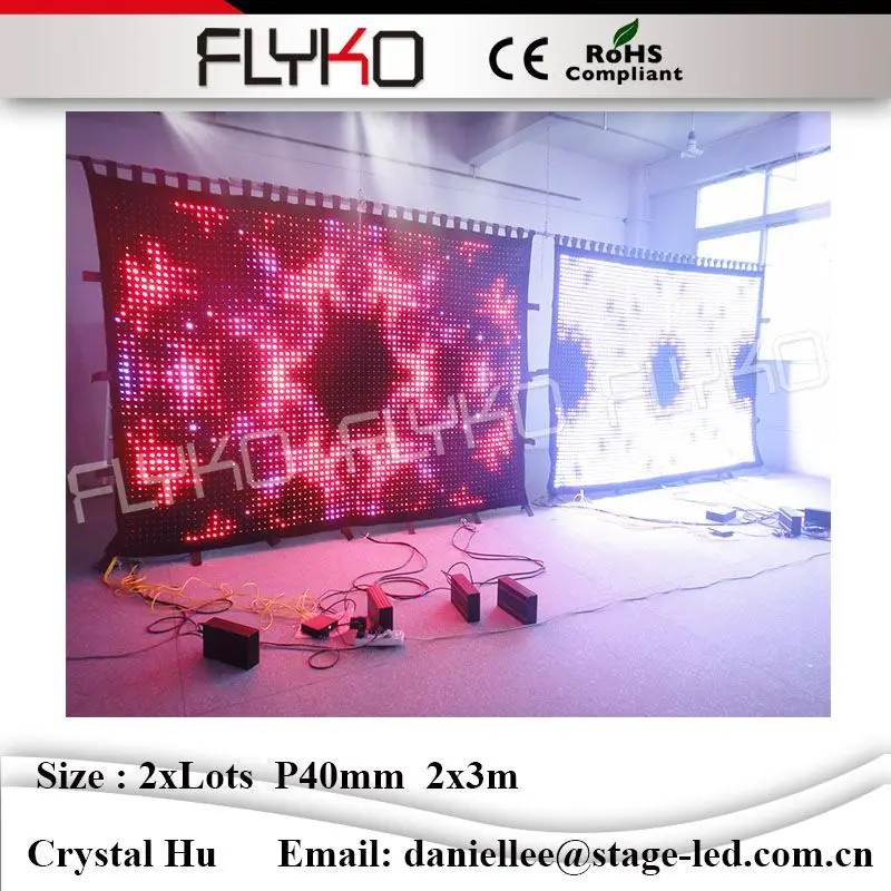 Гибкая светодиодная видеосъемка p40мм 2х6м ткань для вечеринки Прокат|led video curtain|led