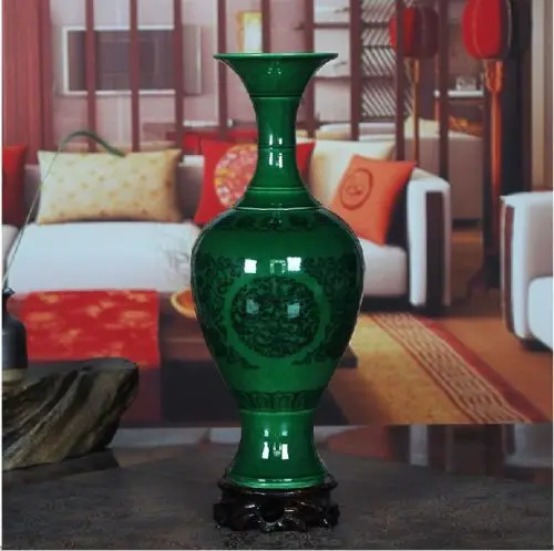 CHINESE PORCELAIN HANDMADE KINGFISHER COLOURED GLAZE GREEN VASE | Дом и сад