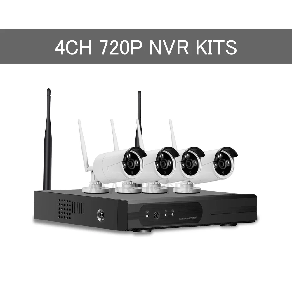 4CH 720P NVR Kits Домашняя система безопасности, беспроводная система видеонаблюдения, 8-канальная система видеонаблюдения, уличная ip-камера 1080P HD, Wifi, NVR, комплект ночного видения p2p - Цвет: 4CH 720P NVR Kits
