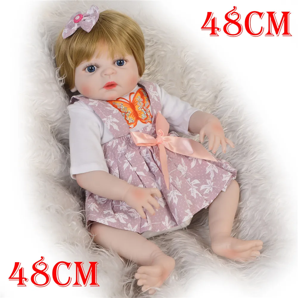 

48cm Full Silicone Body Reborn Baby Doll Toy For Girl Vinyl Newborn Princess Babies Alive Bebe Boneca Bathe Toy Birthday Gift