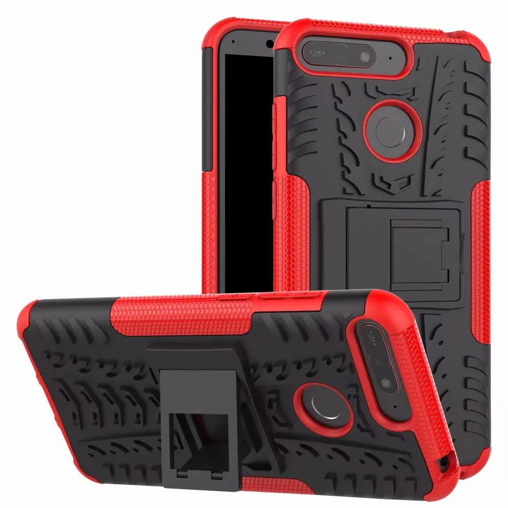 grip armor red Чехол для huawei Y6 чехол huawei Y6 Prime сверхмощный бронированный бампер ударопрочный жесткий силиконовый чехол для телефона - Цвет: grip armor red