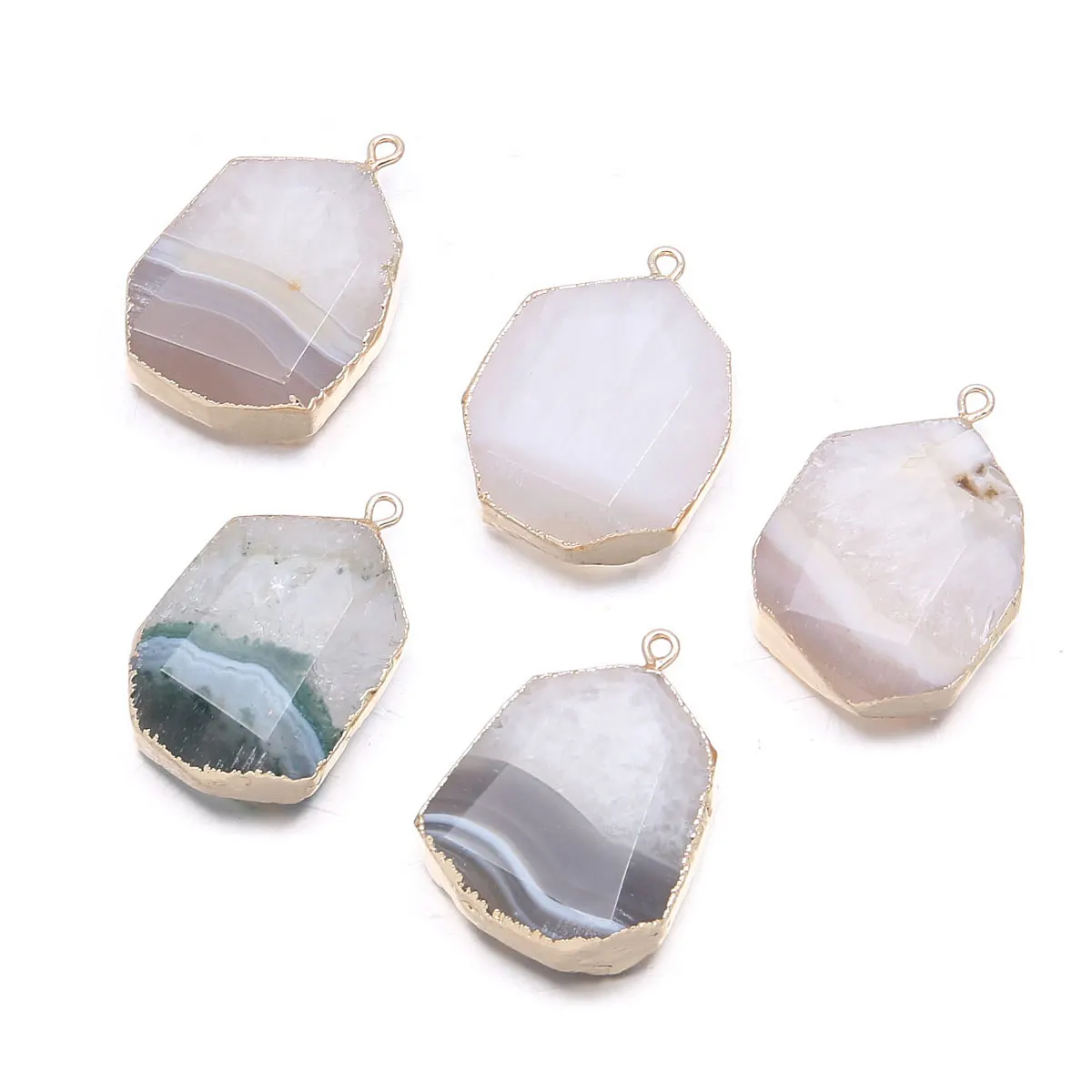 

Randomly Natural Brazilian Slice Open Agates Pendants For Necklace Women Jewelry Making