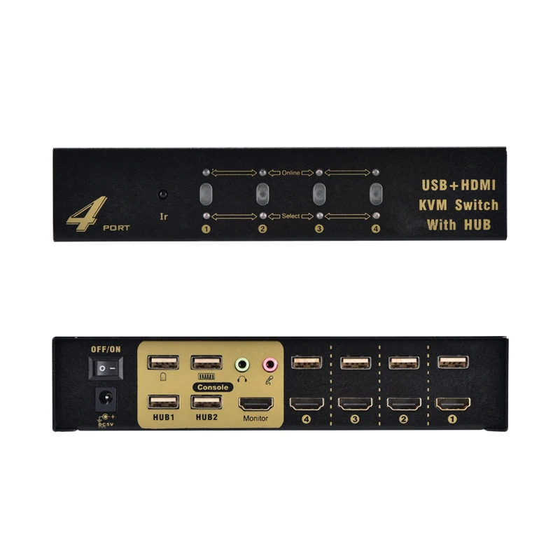 Usb hdmi kvm переключатель 4 в 1 выход USB2.0 с аудио сплиттер для кабелей мышь клавиатура