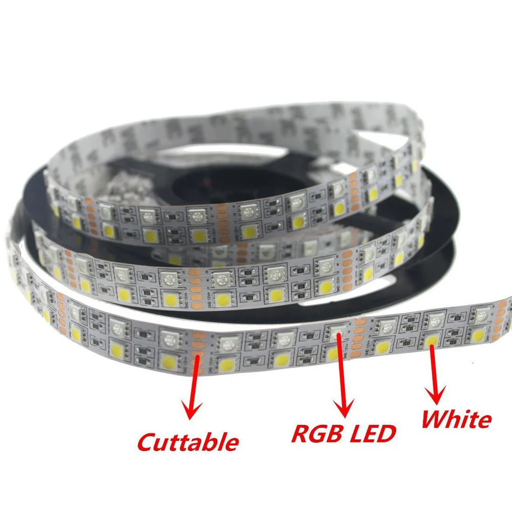 

Светодиодная двухрядная лента SMD5050, постоянный ток 24 В, RGBW, светильник ильник RGB + белый/теплый белый, водонепроницаемая, 5 м, 120 светодиодов/м, ...